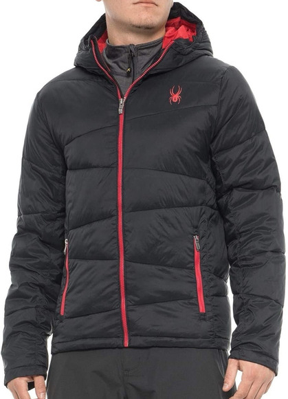 Spyder Mens Nexus Puffer Jacket Insulated Water Resistant Winter Black Red Sz XL